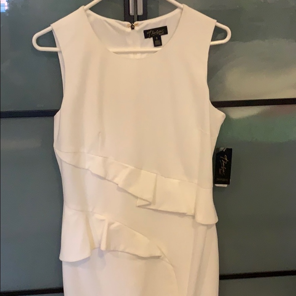 Cream dress, size 6, cute wrap peplum detail